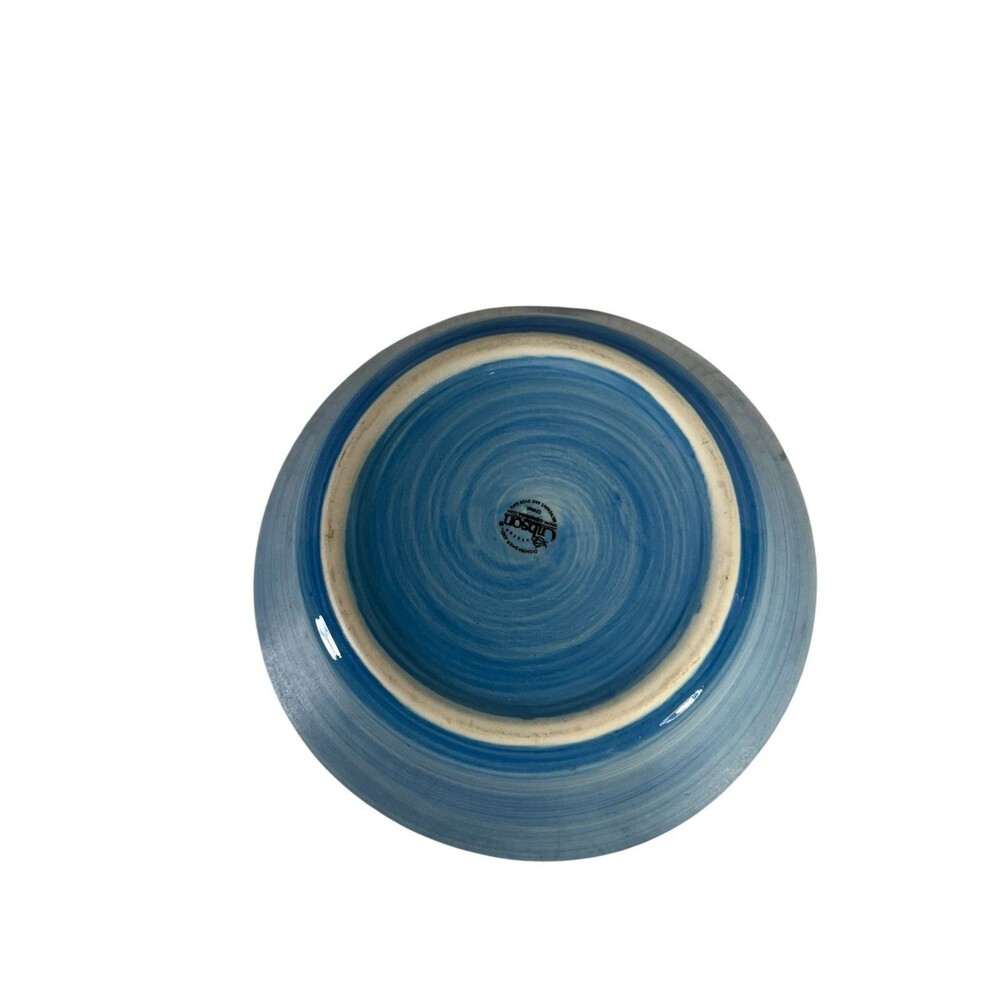 Gibson Everyday Blue Swirl Hand Painted Serving Bowl 8 7/8" Diameter - Picture 7 of 9